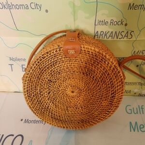 Vintage Round Woven Bag Purse Crossbody